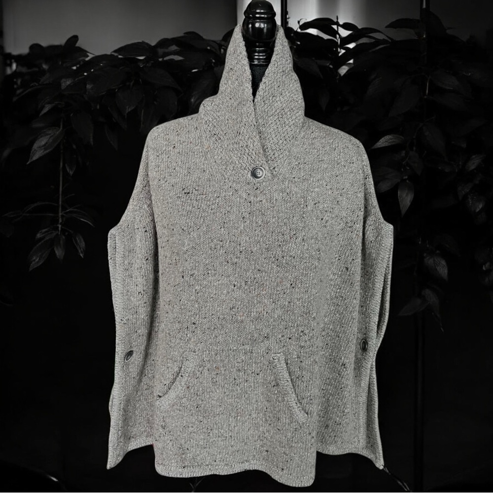 💖 Cozy Gray Collar Knit Poncho 💖